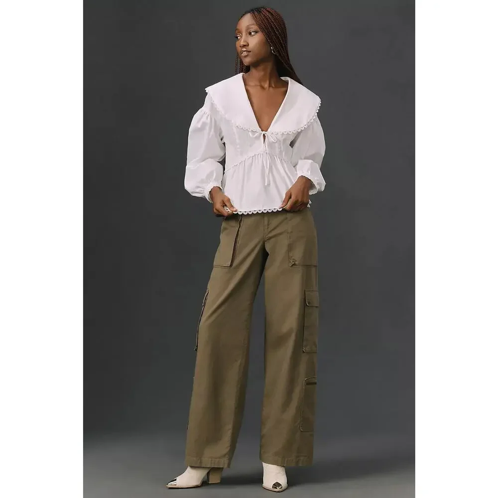 Reformation White Cotton Renna Blouse Top Size 2 - Picture 7 of 13